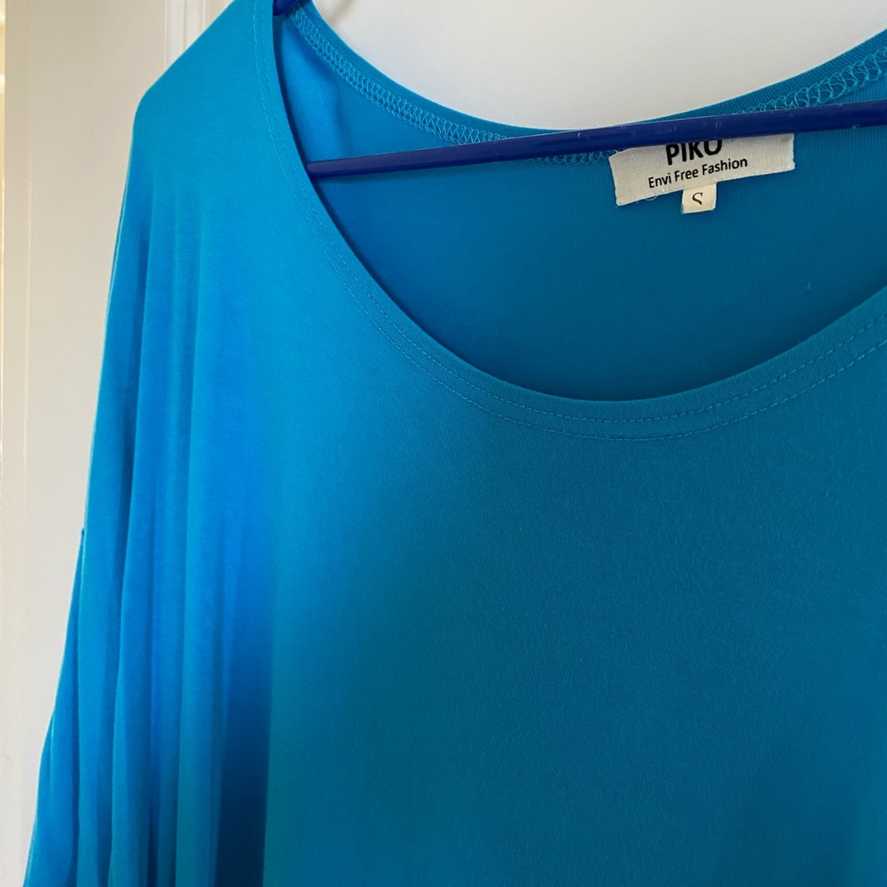Blue 3/4 Length Sleeve Piko Top